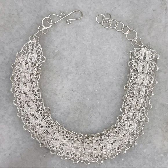 Sterling Silver Overlapping Filigree Bracelet